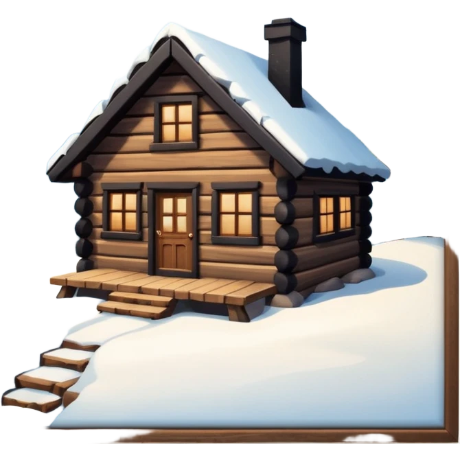 Snowy little cabin mountain woods emoji