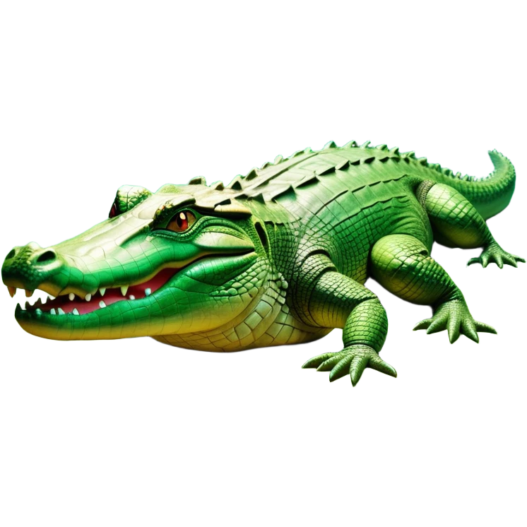 cinematic-crocodile-realistic-full-body-lounging-emoji,-massive-scaled-body-partially-submerged-in-shallow-water,-head-tilted-dramatically,-rough-green-and-brown-hide-textured-with-deep-ridges,-simplified-yet-realistic-focused-features,-highly-detailed,-glowing-with-an-almost-sarcastic-glow emoji