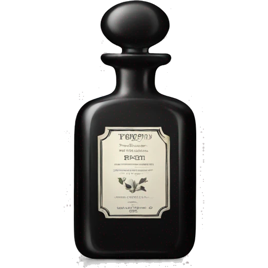 Vintage black perfume bottle with grey label emoji