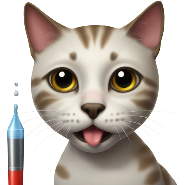 painted cat with sad face and a thermometer in its mouth emoji