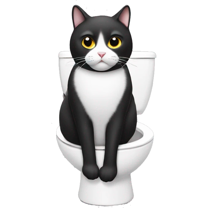 Fat Tuxedo cat on toilet  emoji
