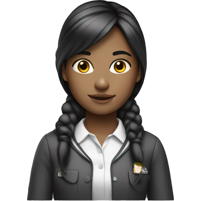 school girl-white-black hair emoji