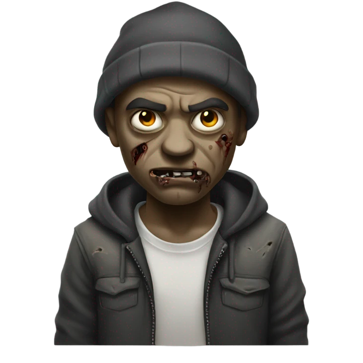 A street thug version of a zombie emoji