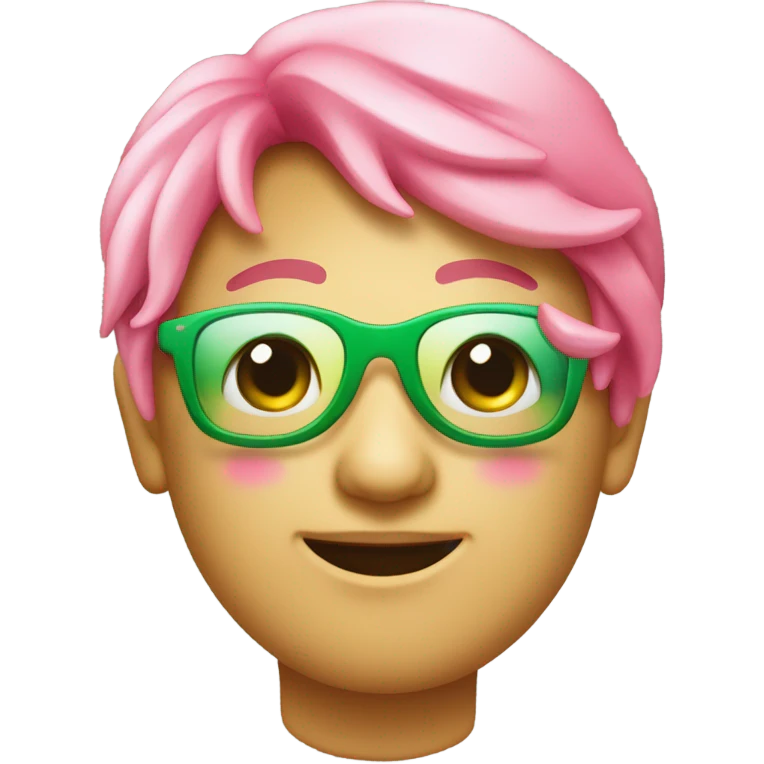 Emoiji met roze en groene kleuren en zonnebril emoji
