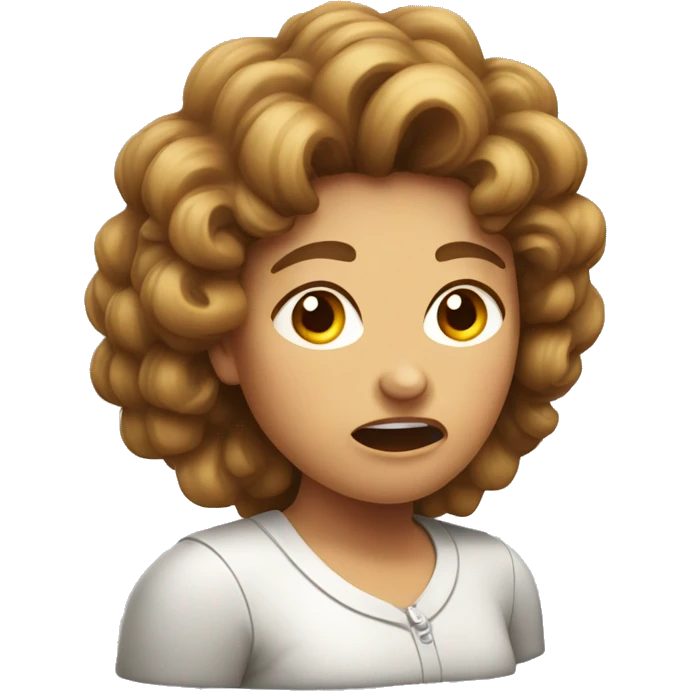 head of a mother with curly brown hear shouting and very angr emoji