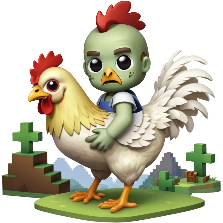baby zombie riding a chicken, minecraft chicken jockey emoji