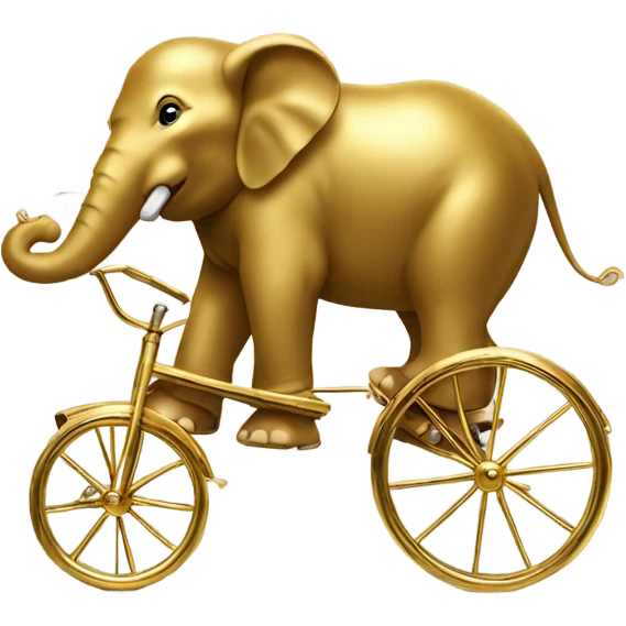 Gold elephant riding a tricycle  emoji