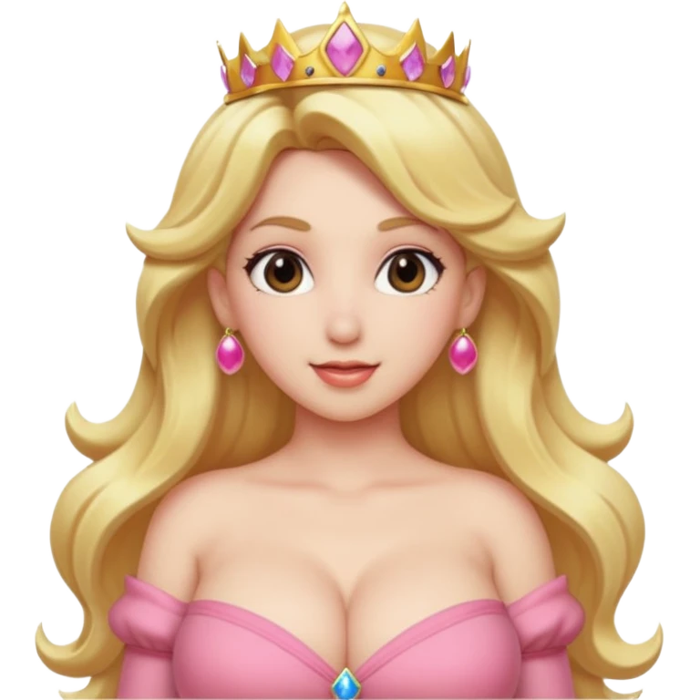 princess peach, naked boobs, big boobs emoji