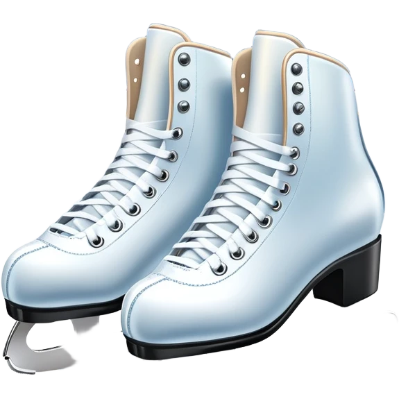 An icon featuring a pair of elegant figure skates standing on the smooth ice of a rink, with sparkling ice beneath them. The background shows a grand ice arena with bright lights and empty stands, highlighting the beauty and grace of figure skating. Transparent background. emoji