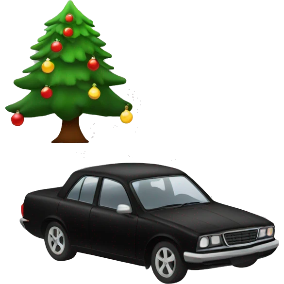 Christmas black car with Christmas tree emoji