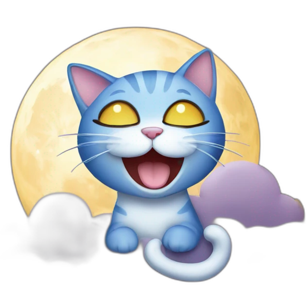 Cat and smiling moon emoji