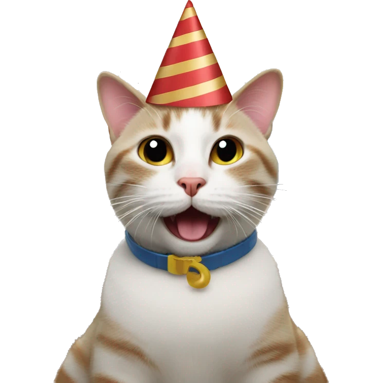 cat wearing a birthday hat on a boat emoji