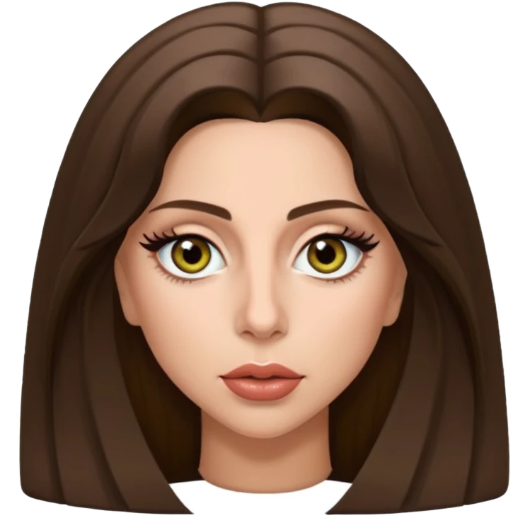 Lady Gaga with hazel eyes, long brunette hair emoji