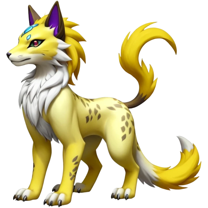 Shiny Elemental Exotic Renamon-Raikou-Liepard-Persian-Pokémon-Fakémon-hybrid-creature (full body) emoji