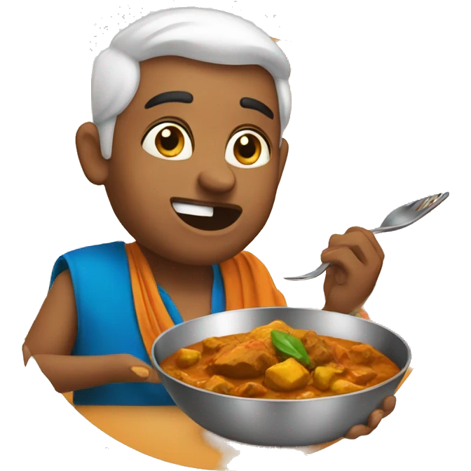 Indian eating curry emoji