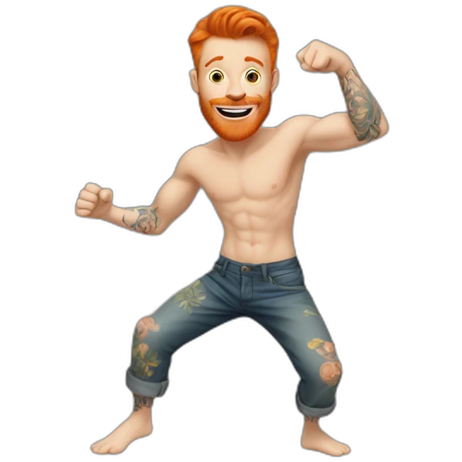ginger guy with tattoos doing cool dance move emoji