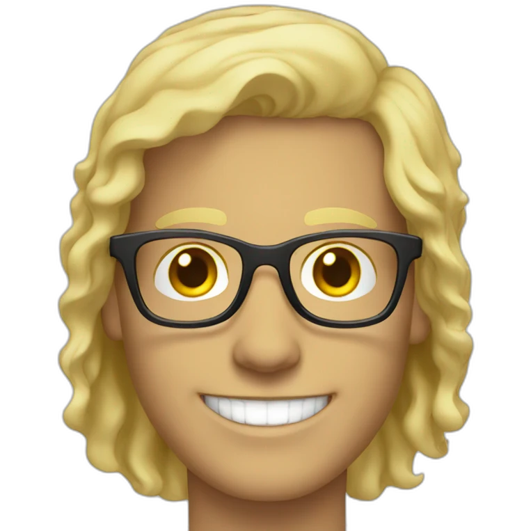 Blonde white man curved glasses smiling emoji