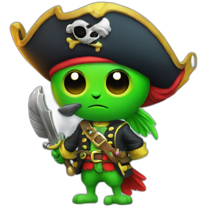 Neon pirate with parrot emoji