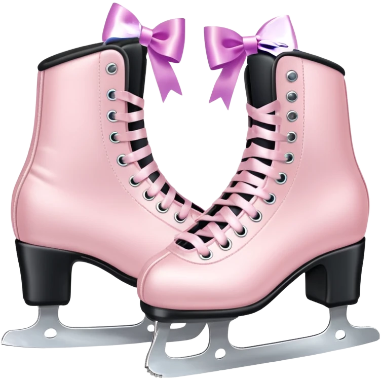 two pastel pink ice skates with bows emoji