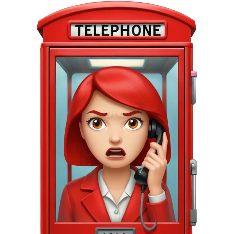 Telephone booth with angry woman inside emoji