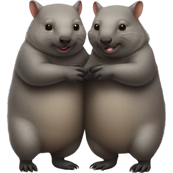 Two wombats holding hands emoji