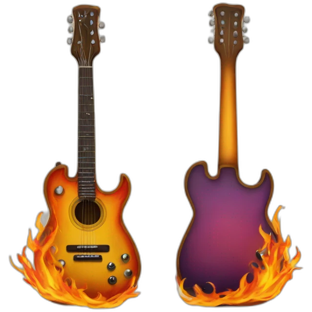 Guitare avec des flammes emoji