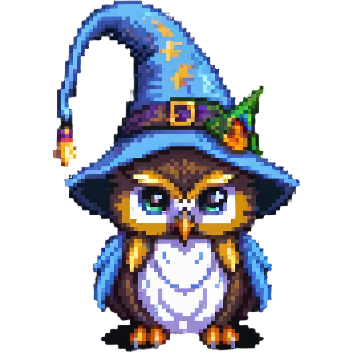 Owl with a wizard hat emoji