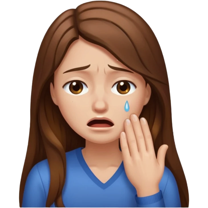 woman with long brown hair crying emoji