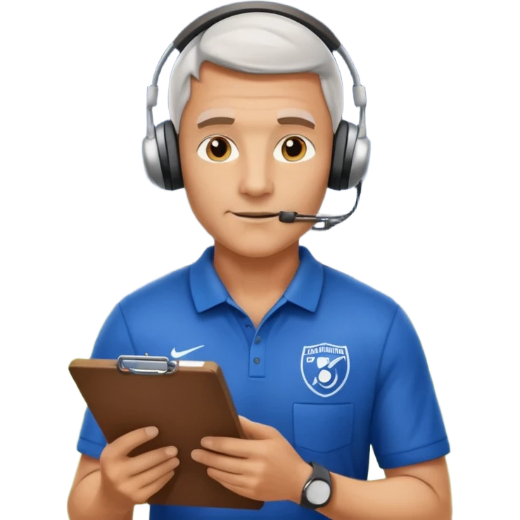 Soccer coach giving instructions on field, stadium lights, cinematic, realistic ⚽📋 emoji