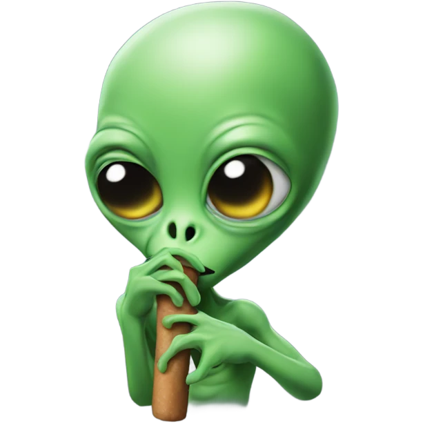 Alien holding a blunt emoji