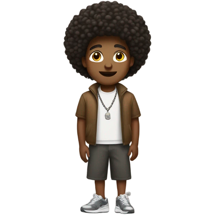 Brown male, dark big afro ,necklace,Nike shoes  emoji