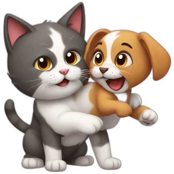 Cat have a fight with a dog emoji