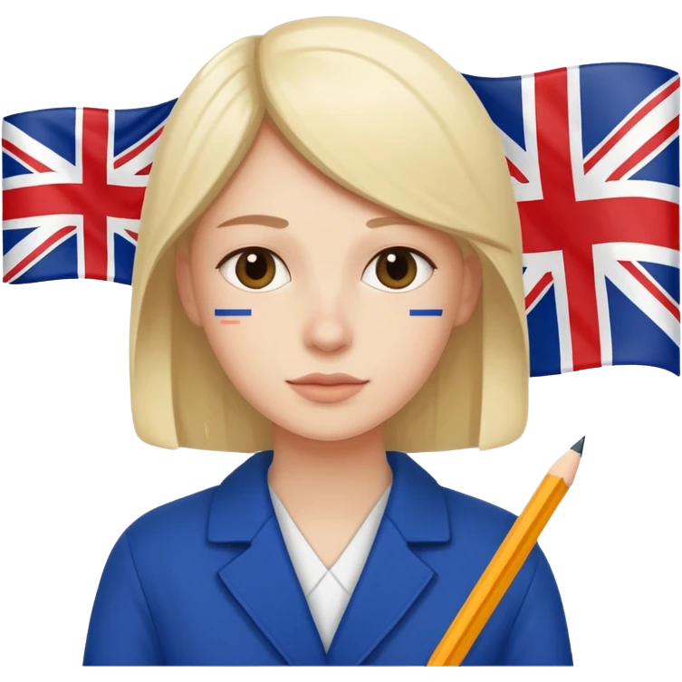 someone who is writing with an UK flag in the background emoji
