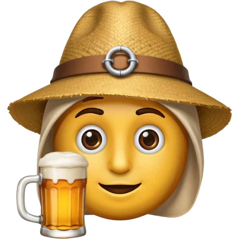Erstelle das WhatsApp Emoji "zwinkerndes Gesicht" mit Bierkrug und Hut emoji