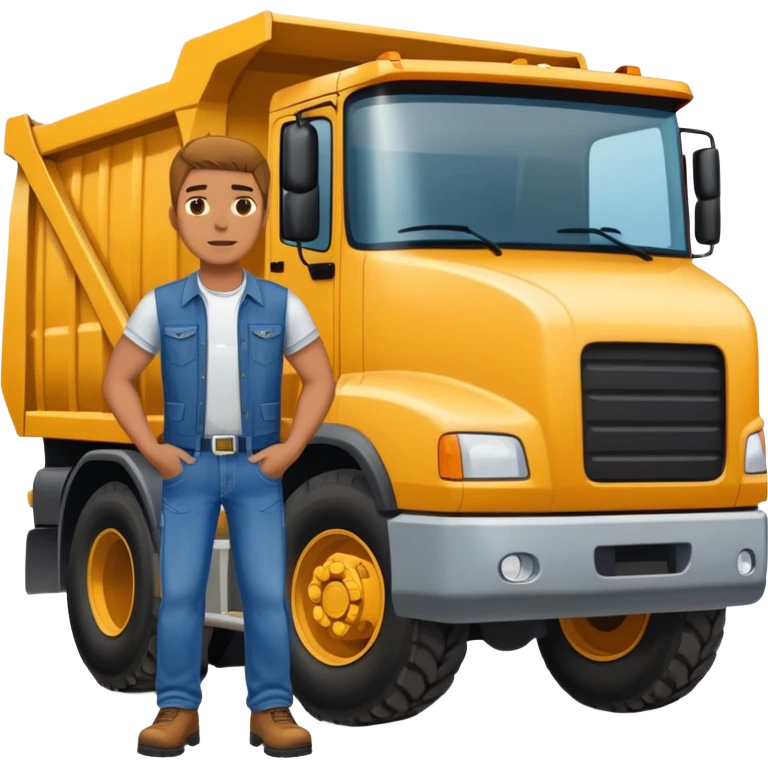 Man with big butt standing backwards in front of a dump truck  emoji