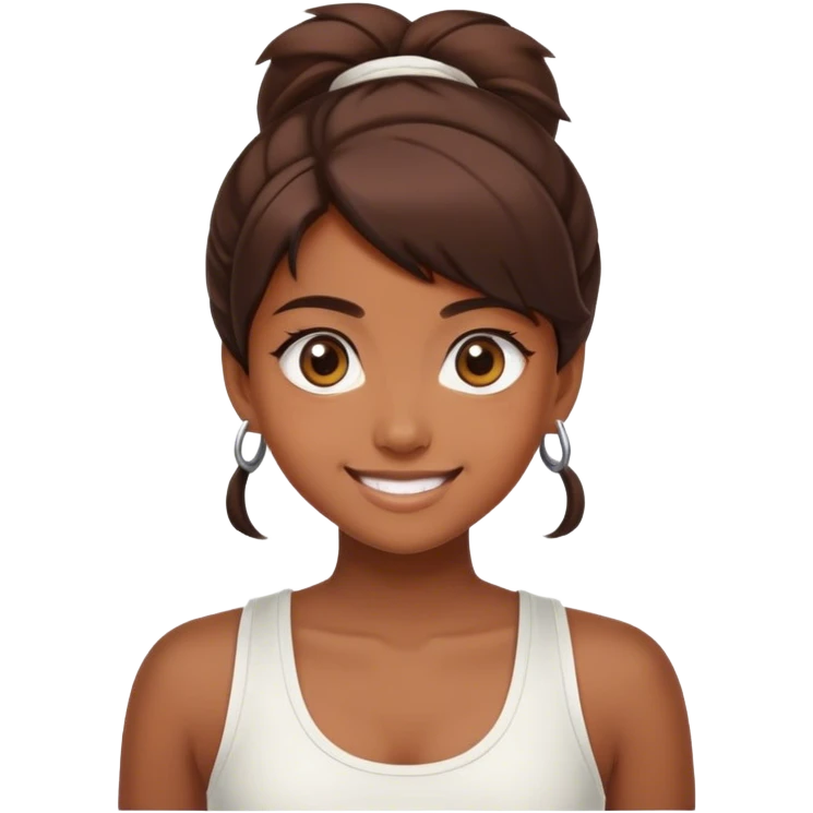 Beautiful girl smilling with big eyes and "ryu" written on toptank emoji