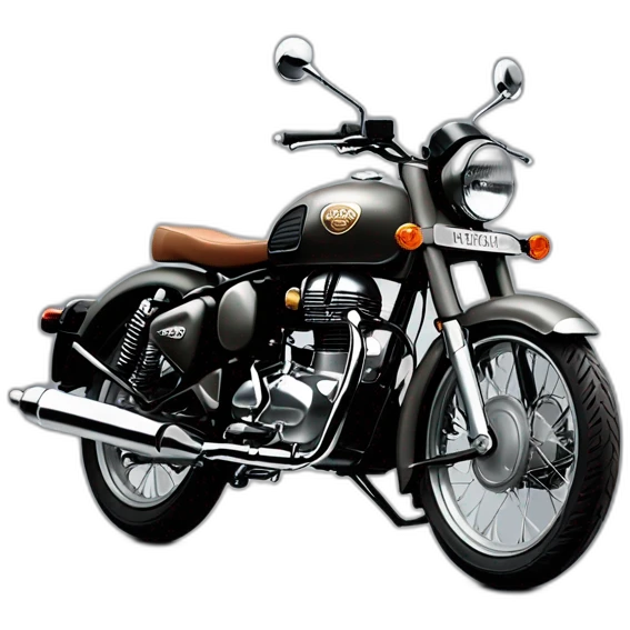 royal enfield classic 350 gunmetal grey Brown seat and matte black engine emoji