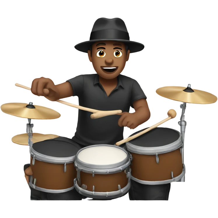 Man with hat playing drums  emoji