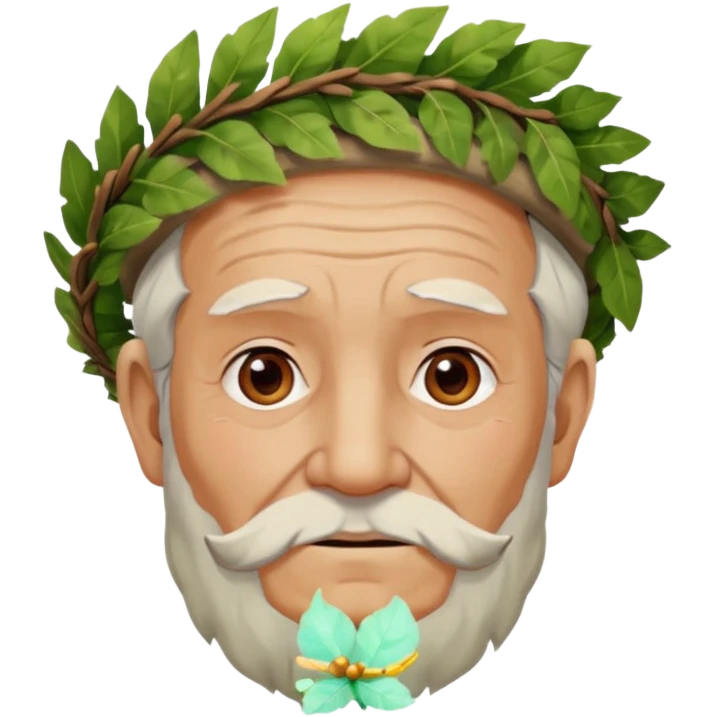 an old man wearing a large leaf wreath emoji