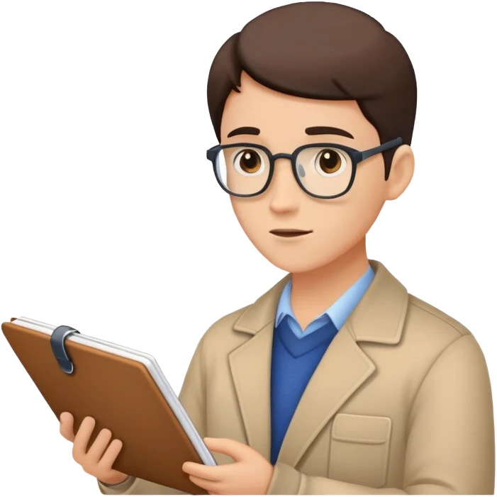Person with attentive expression, notebook in hand, listening to lecture emoji