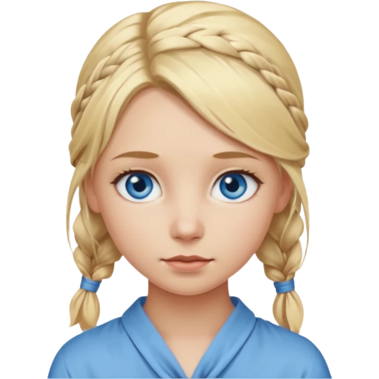 blonde girl with tied hair and blue eyes emoji