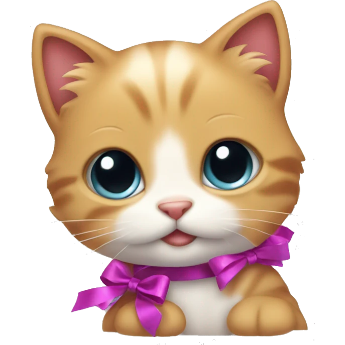 Cute little kitten with ribbons  emoji