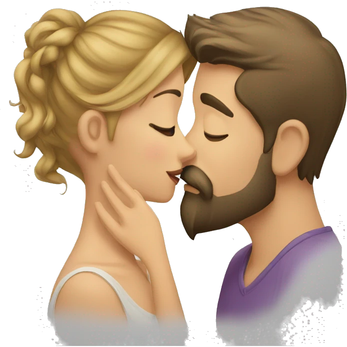 Goatee beard man kisses   girl emoji
