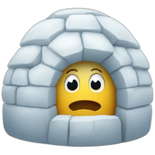 surprised face in the shape of igloo emoji