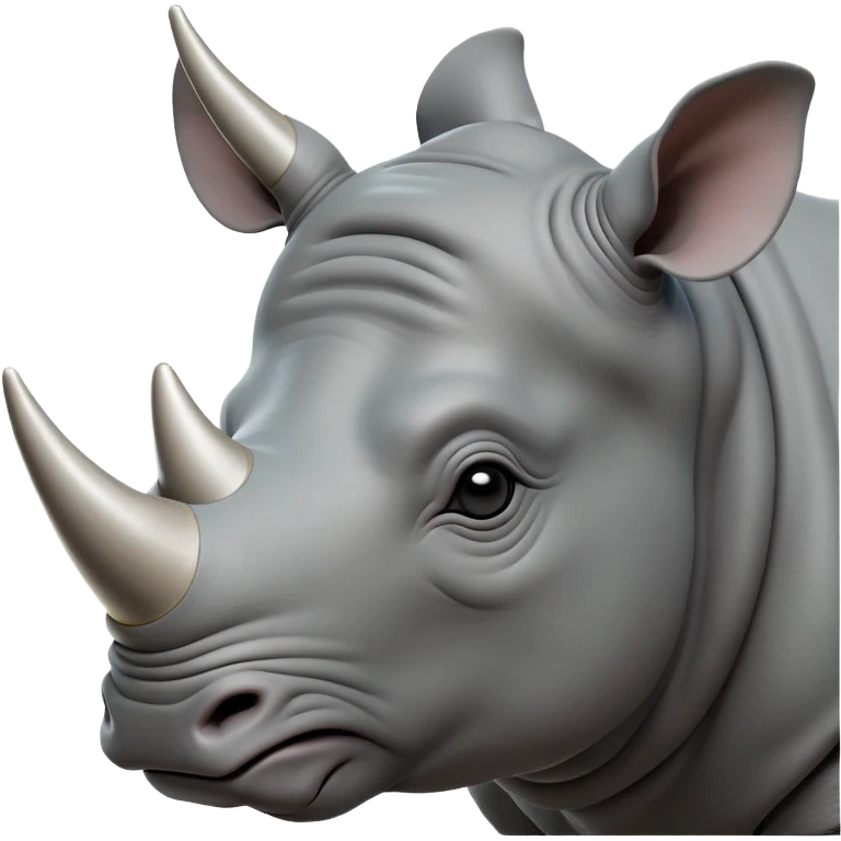 cinematic-noble--rhinoceros-portrait-emoji,slate-grey-hide--poised-and-regal,-with-a-massive,-powerful-build-and-a-thick, -deep-set-soulful-piercing-eyes,-simplified-yet-sharp-and-sophisticated-features,-highly-detailed,-large-black-eyes, zoomed out showing shoulders, large white horn  emoji