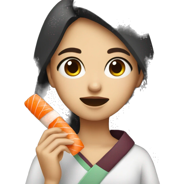 girl eats sushi emoji