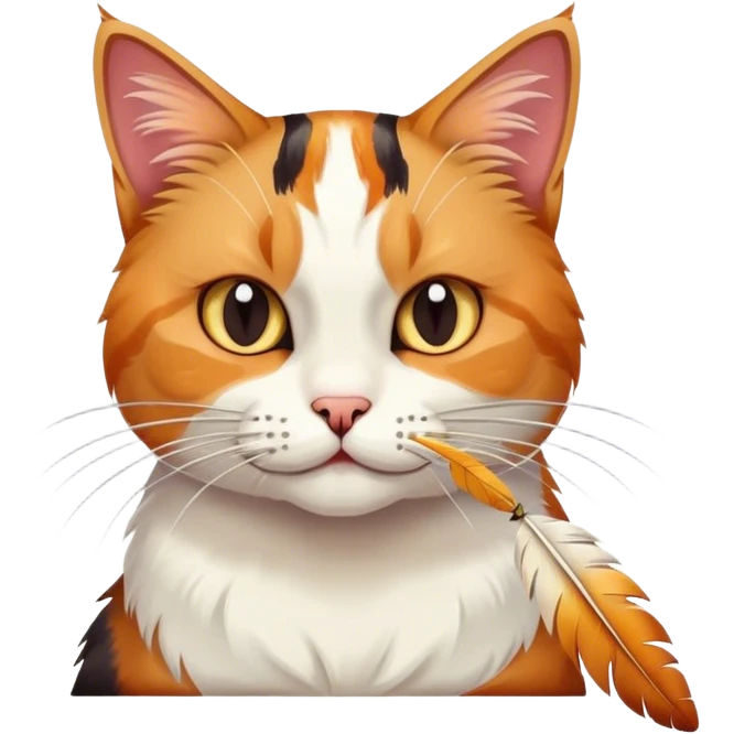 吃着羽毛的猫咪 emoji