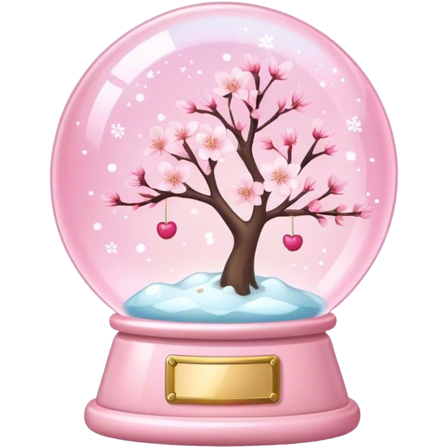 Pastel pink snow globe，Cherry blossom，flash emoji