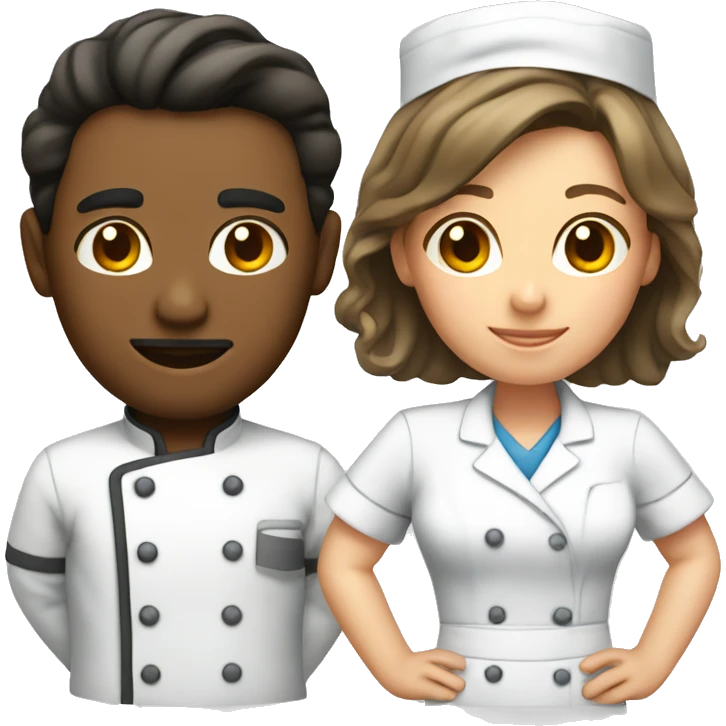 Lovers: a male chef and a female nurse emoji