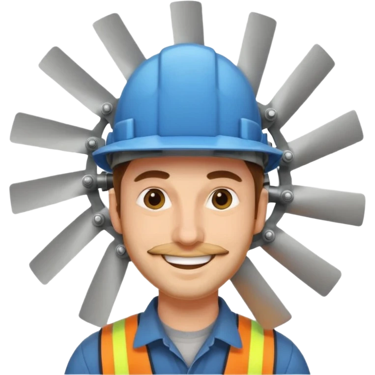 Engineer with spinning turbine hat emoji